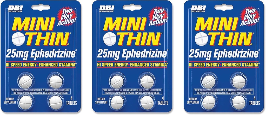Mini Thin DBI Distribución Dos formas Acción 25mg Ephedrizine - 4 Cuenta Blister - 3 Pack