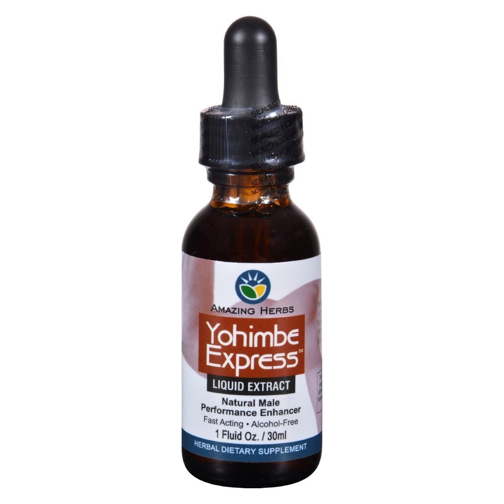 Hierbas increíbles Yogimbe Express - Rendimiento Enhancer, 100% puro Yohimbe Bark Alcohol Extracto líquido libre, Suplemento dietético herbal - 1 Fl Oz (Pack of 1)