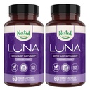 Naturales anidados Luna Sleep Aid - No-Habit Forming Natural Sleeping Pills for Adults with Naturally Sourcedients - Valerian Root, Melatonin, Chamomile, Lemon Balm, and More - 120 Vegan Capsules
