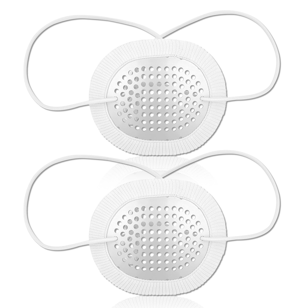 2pcs Eye Shield After Surgery, Aluminum Protective Breathable Eye Patch Cover for Adults with Extended Elastic Strap and White Cloth Covering for Sleeping and After Surgery