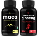 NutraChamps Maca Root Capsules y Korean Ginseng Capsules 2 Pack Bundle