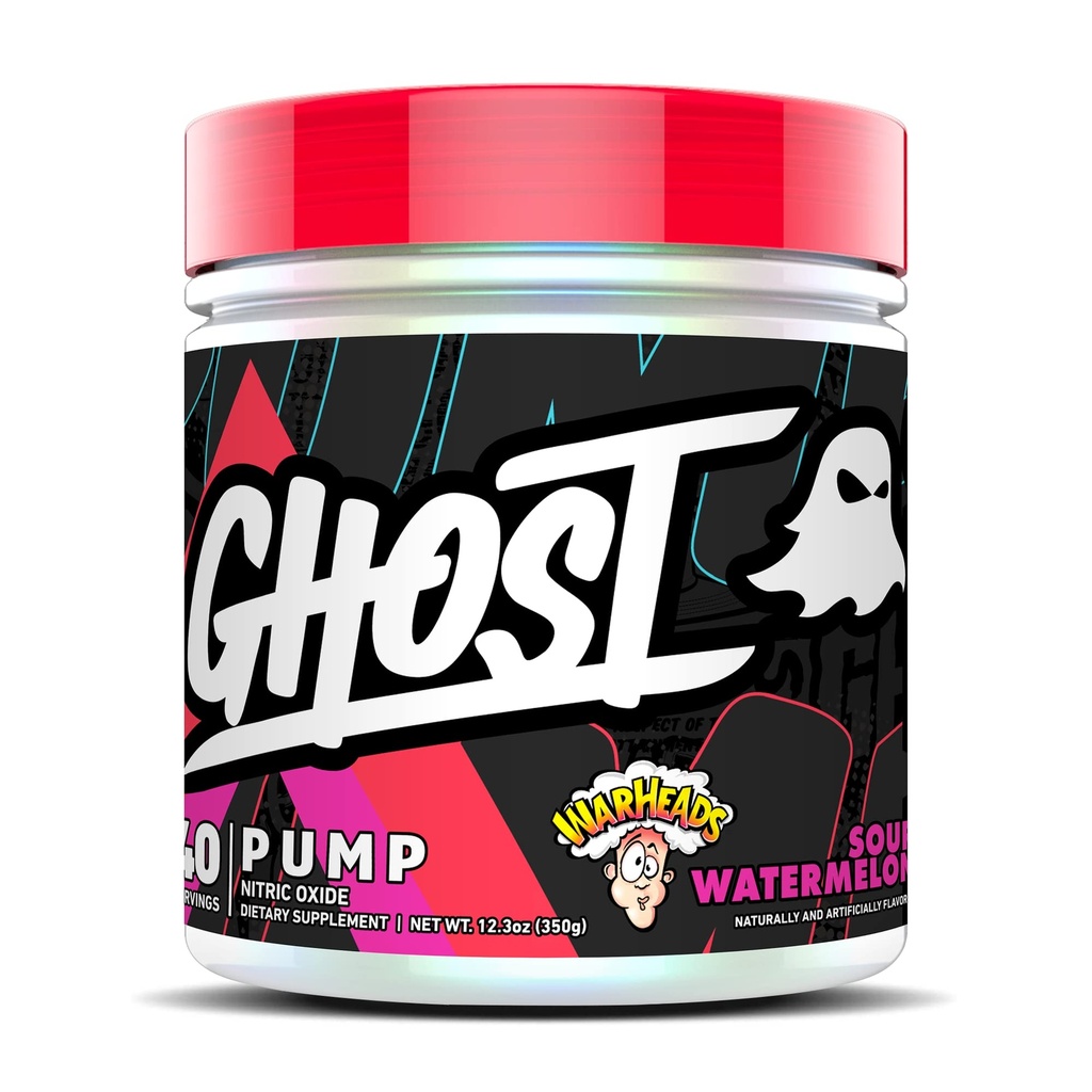 GHOST Pump Nitric Oxide Powder, Warheads Sour Watermelon - 40 Servings - Sugar &amp; Stim-Free Pre-Workout Suplementos- L-Citrulline, Arginine Nitrate & L-Glutathione - Soy &amp; Gluten-Free, Vegan