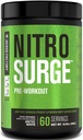 Jacked Factory NITROSURGE Pre Workout Suplemento - Endless Energy, Instant Strength Gains, Clear Focus, Intense Pumps - NO Booster &amp; Powerful Preworkout Energy Powder - 60 Servings, Arctic White