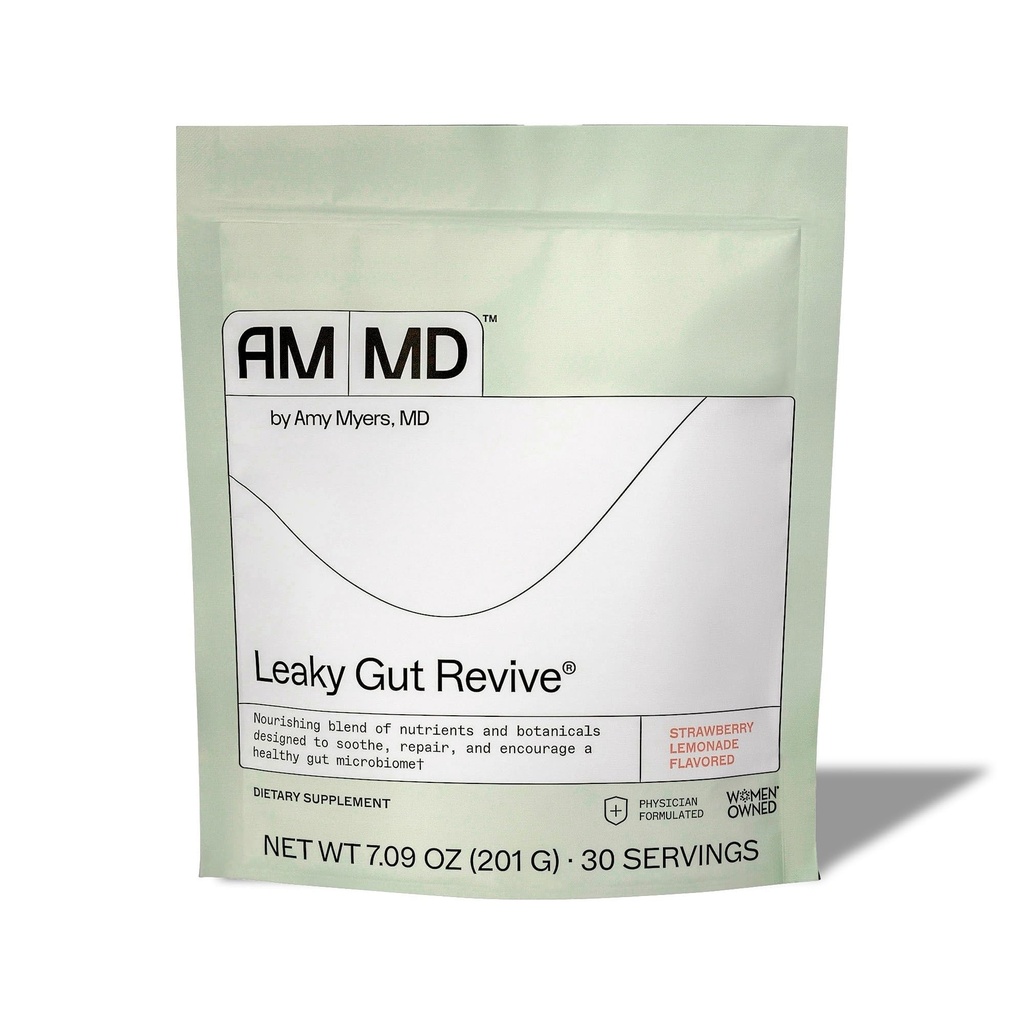 Amy Myers MD Leaky Gut Revive - Gluten-Free &amp; Non-Dairy - Botanical Blend for Healthy Gut Support - GI Health Support with Prebiotic Fiber - Strawberry Lemonade, 7.09 oz (30 Servings)