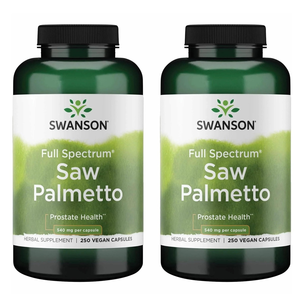 Swanson Saw Palmetto - Suplemento Herbal Promoción de la Salud Masculina Apoyo - Suplemento Natural del Pelo &amp; Apoyo a la Salud Urinaria (540 mg 250 cápsulas) (2 Pack)