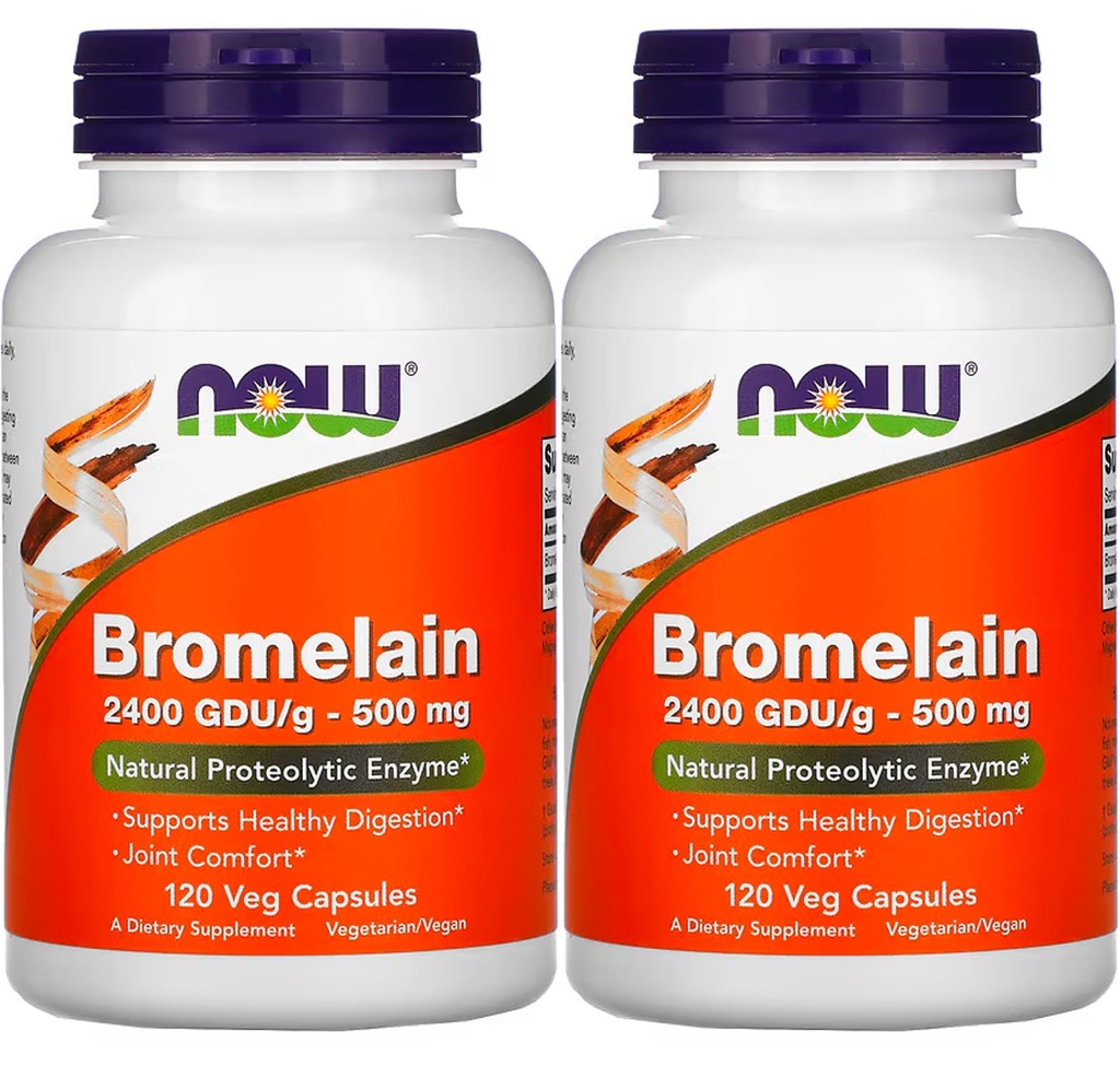 Ahora los alimentos Bromelain 2400Gdu/500mg, 120 Veg Capsules (Pack of 2)