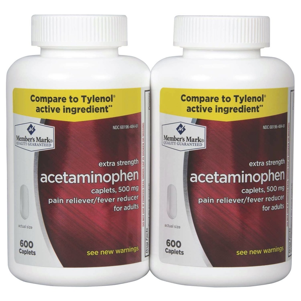 Miembros marcan acetaminofeno, 1200 cápsulas, alivio de dolor, 500 mg