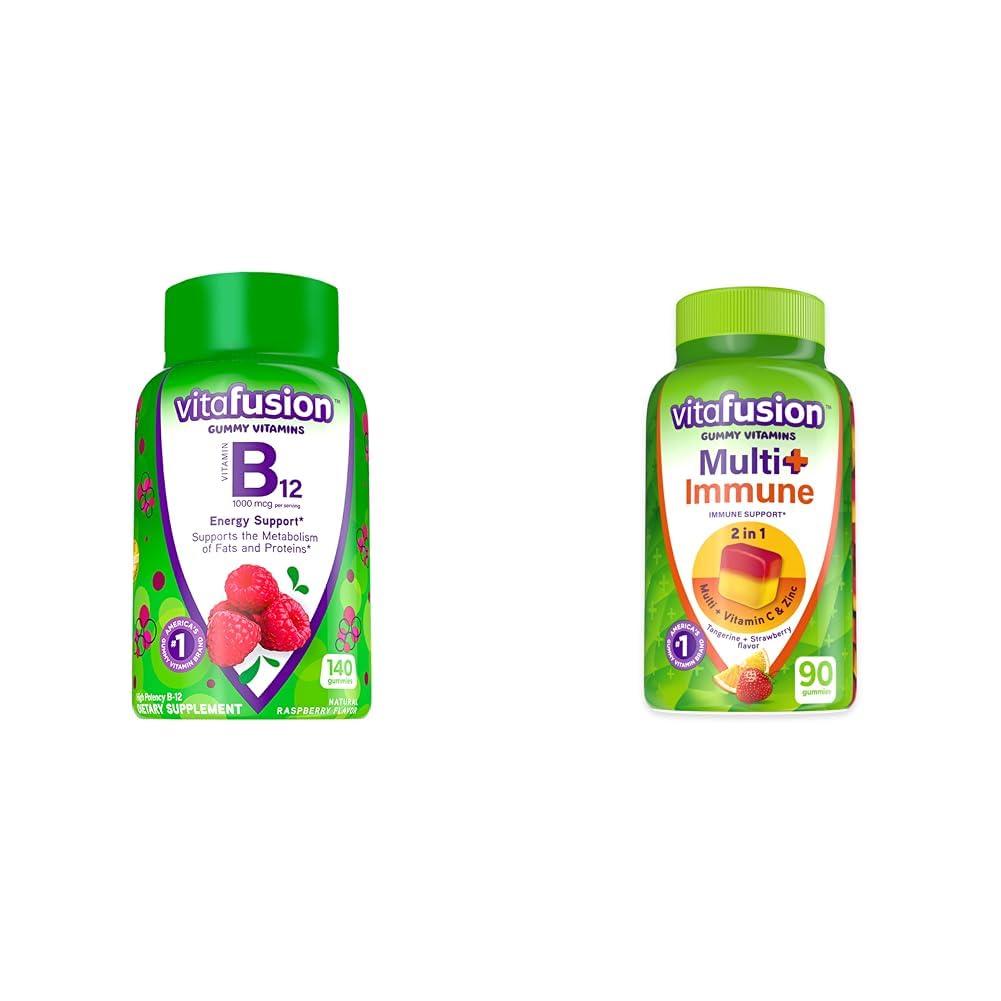 Vitafusion Vitamina B12 para el metabolismo energético, Multivitamin Plus Immune Support Gummies with Vitamin C, Zinc - 140 + 90 Cuenta