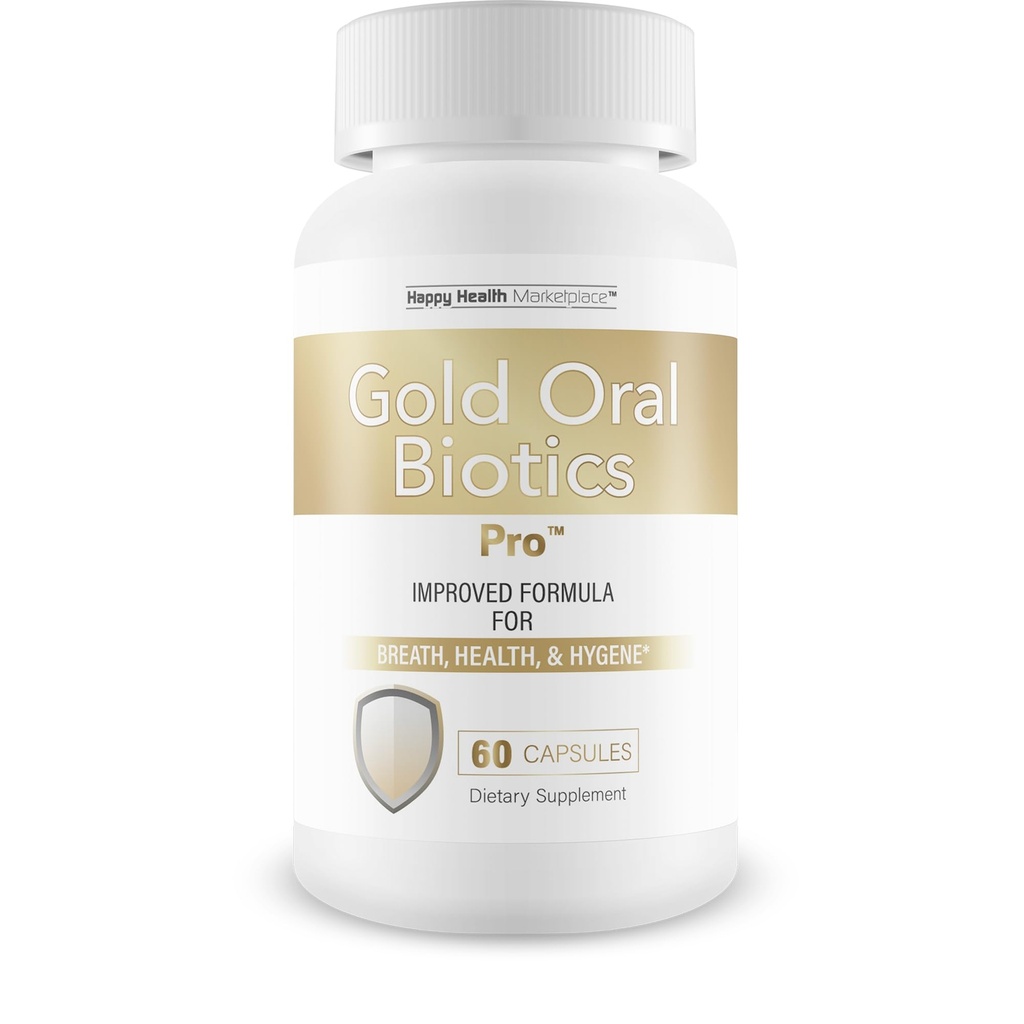 Gold Oral Biotics Pro - Nuestros Mejores Probióticos y Prebióticos de Salud Oral - Probióticos Orales Avanzados para Respiración Rastre - 11 Strain 40 Billones CFU Probióticos CFU - Tooth y Gum Dental Probiótico
