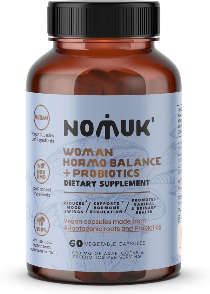 hormo Balance + probióticos para Mujeres, Suplemento dietético con Shatavari rooot, Maca Schisandra &amp; Ginseng Extracto, probióticos para Digestivo, Immune Health 60 cápsulas