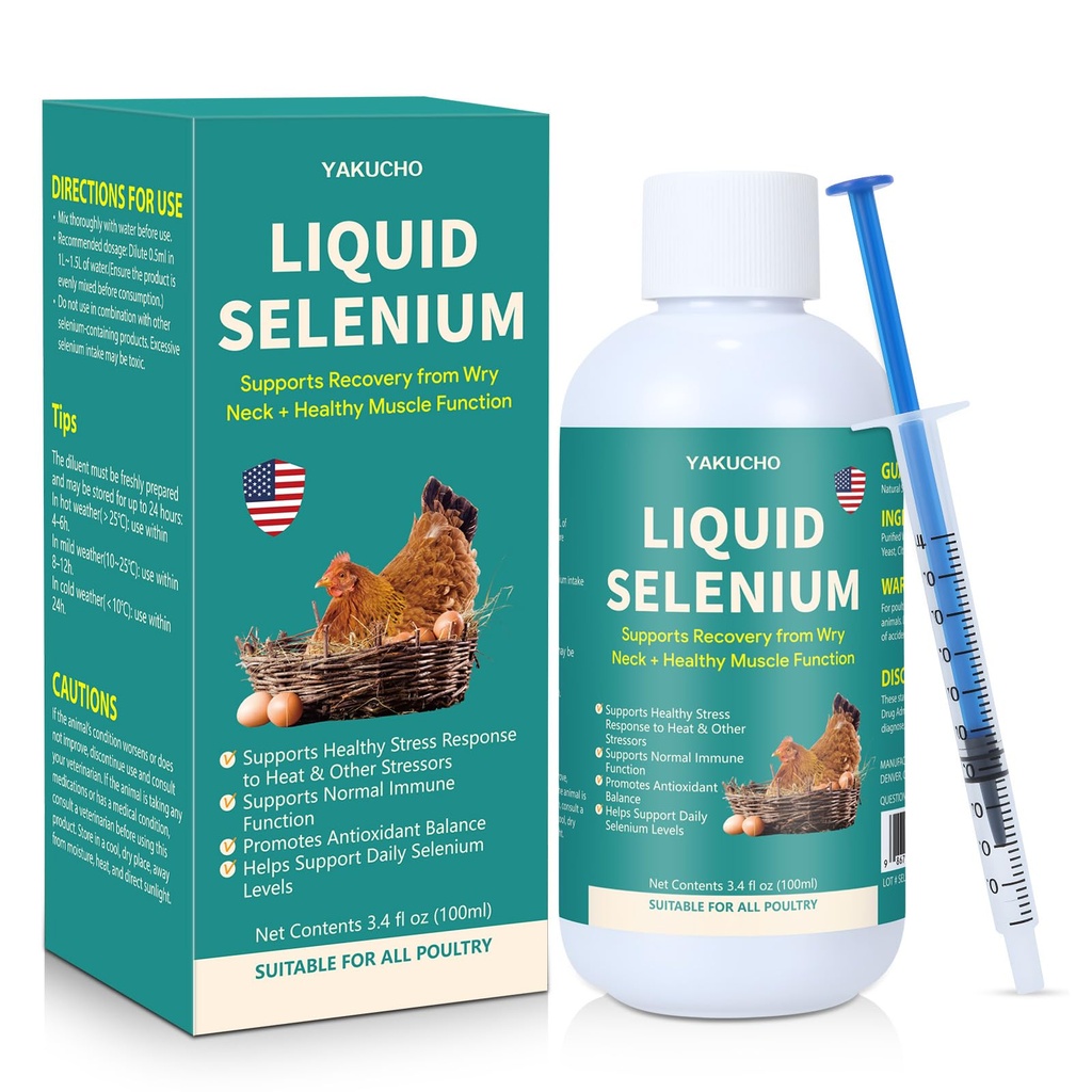 Selenio líquido para la aves apoya la función muscular Estrés respuesta equilibrio inmunológico Apoyo antioxidante adecuado para toda la poesía 3.4 fl oz