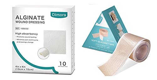 Dimora Calcium Alginate Wound Dressing &amp; Soft Waterproof Silicone Tape con Easy Tear Design