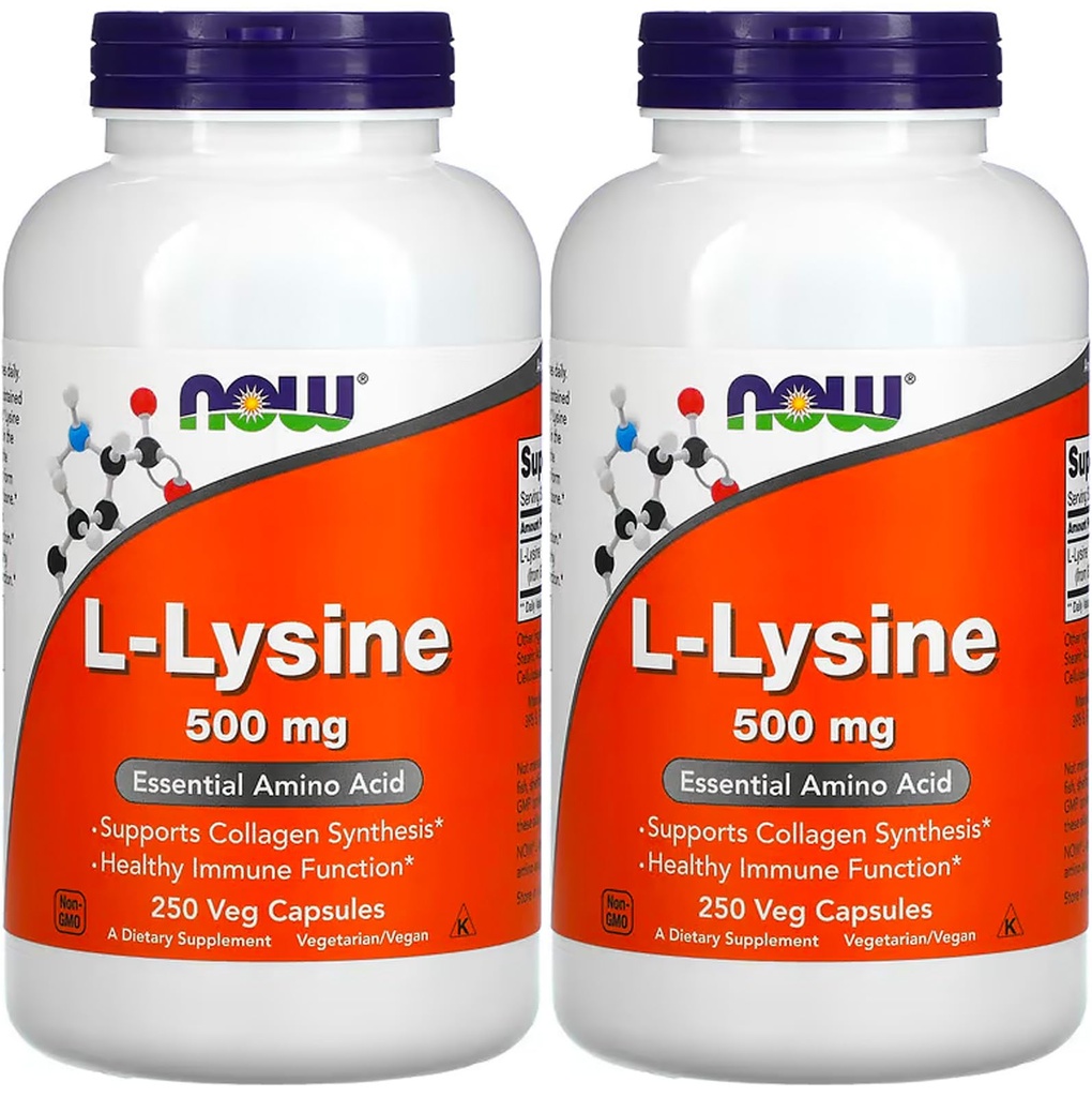 AHORA Alimentos L-lysine 500 mg, 250 cápsulas (Pack de 2)