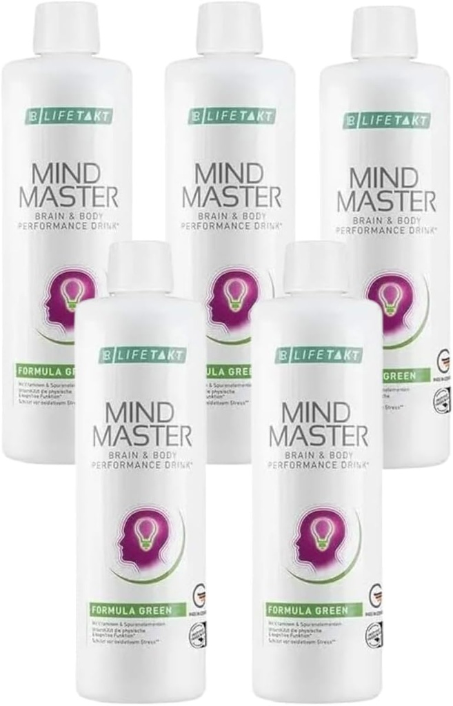 LR Health limitadaBeauty Lifetakt Mind Master Fórmula Verde Cada día Tratamiento natural Mujeres Hombre Conjunto de 5-500 ml./16.9 fl.oz.
