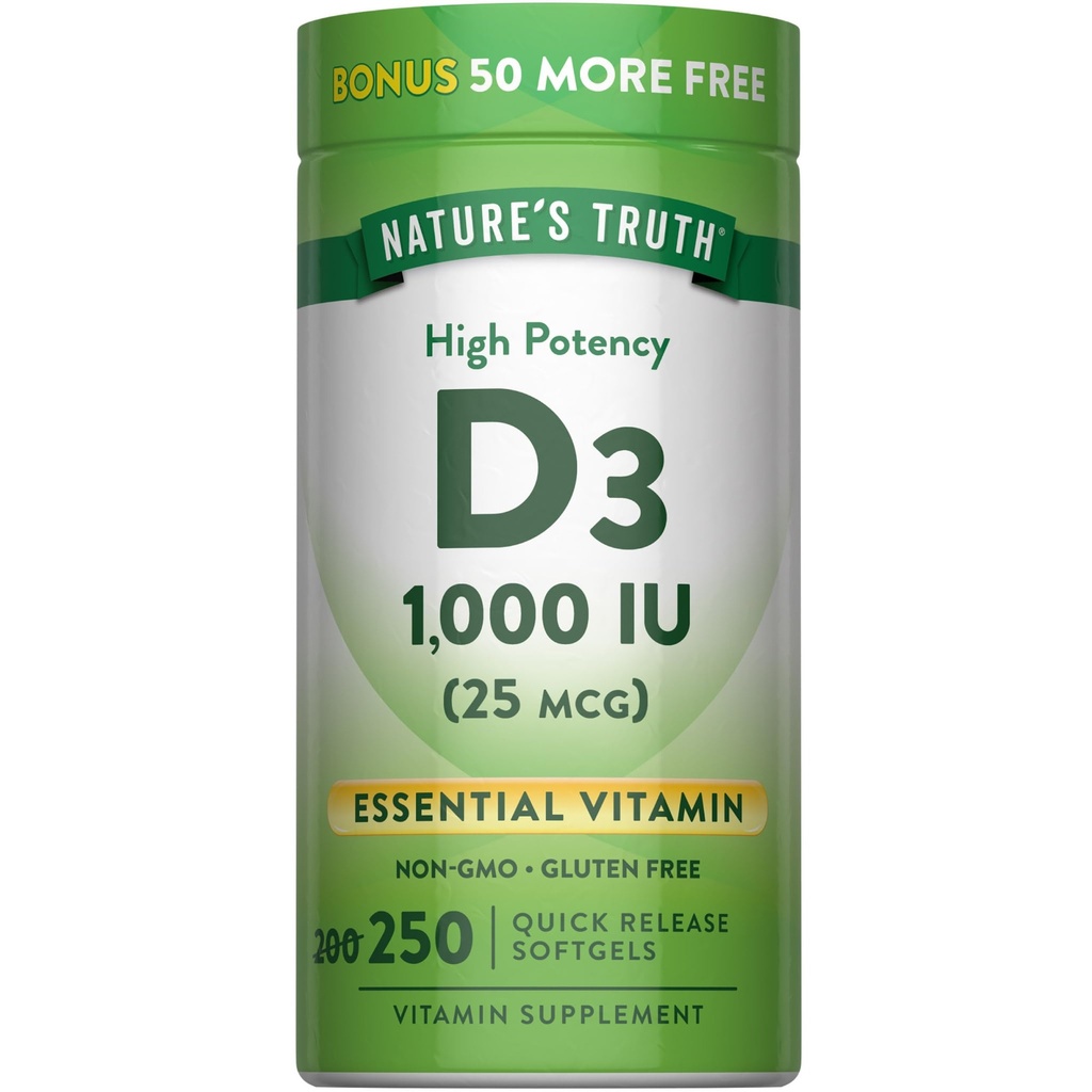 La verdad de la naturaleza D3 1000 UI ← 250 Softgels ← Vitamina Esencial