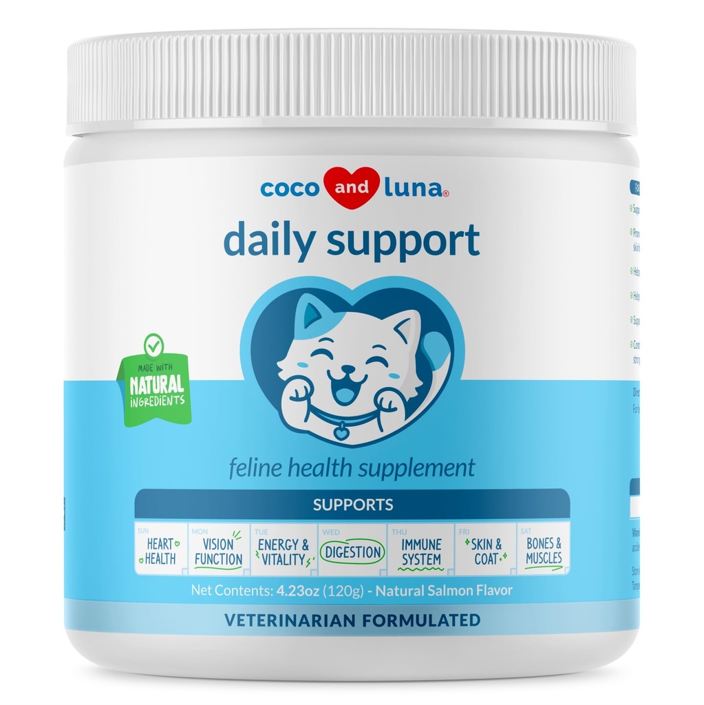 Multivitamínico para gatos - 4oz Polvo - L-Lysine, Taurine y Spirulina para soporte inmunitario y salud ocular - Aceite de pescado y vitaminas para la piel y la salud cardíaca. (para gatos)