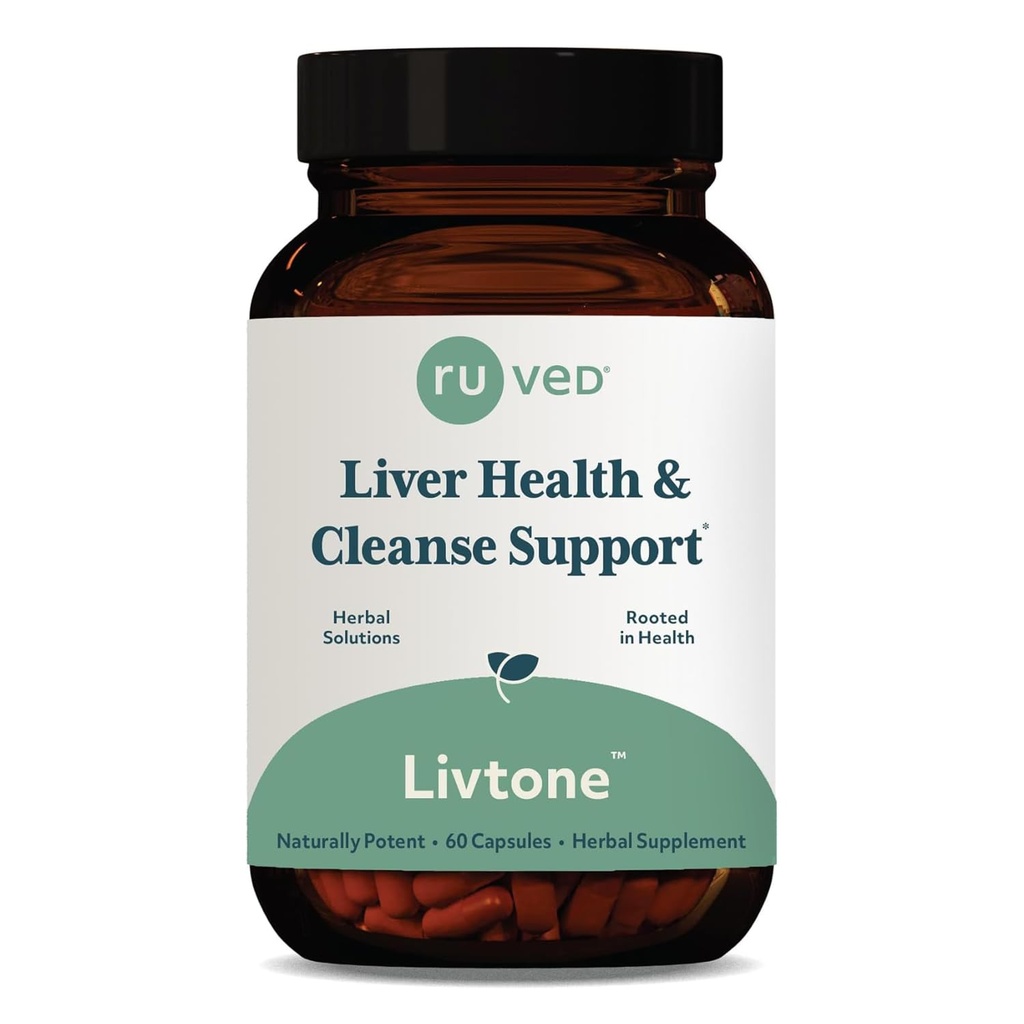 ruda LivTone - Cuidado de los Hígados, Suplemento de Apoyo a los Hígados para Mujeres &amp; Hombres con Amla, Andrographis &amp; Picrorhiza, Pills with Organic Herbs for Natural Detox - 90 Capsules (1 Conde)