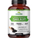 Zazzee 100% puro Himalayan Shilajit 20:1 Extracto, 7000 mg Fuerza por cápsula, 50% Ácido Fulvico, 120 Serviciones por botella, 20X Potency, Rich in Trace Minerals, Non-GMO, Vegan, Made in The USA