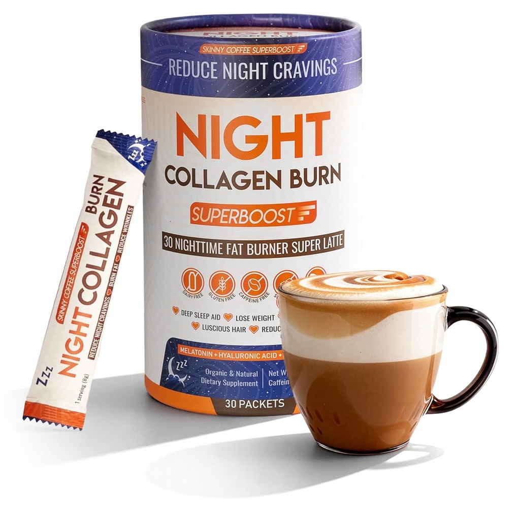 Night Collagen Burn - Weight Loss " Belly Fat Burner " Sleep Aid for Women " Hombres tóxicos Sleep Support for Bloating " Metabolism, Appetite Suppressant ¦ Supports Skin, Hair, Nails " Joints