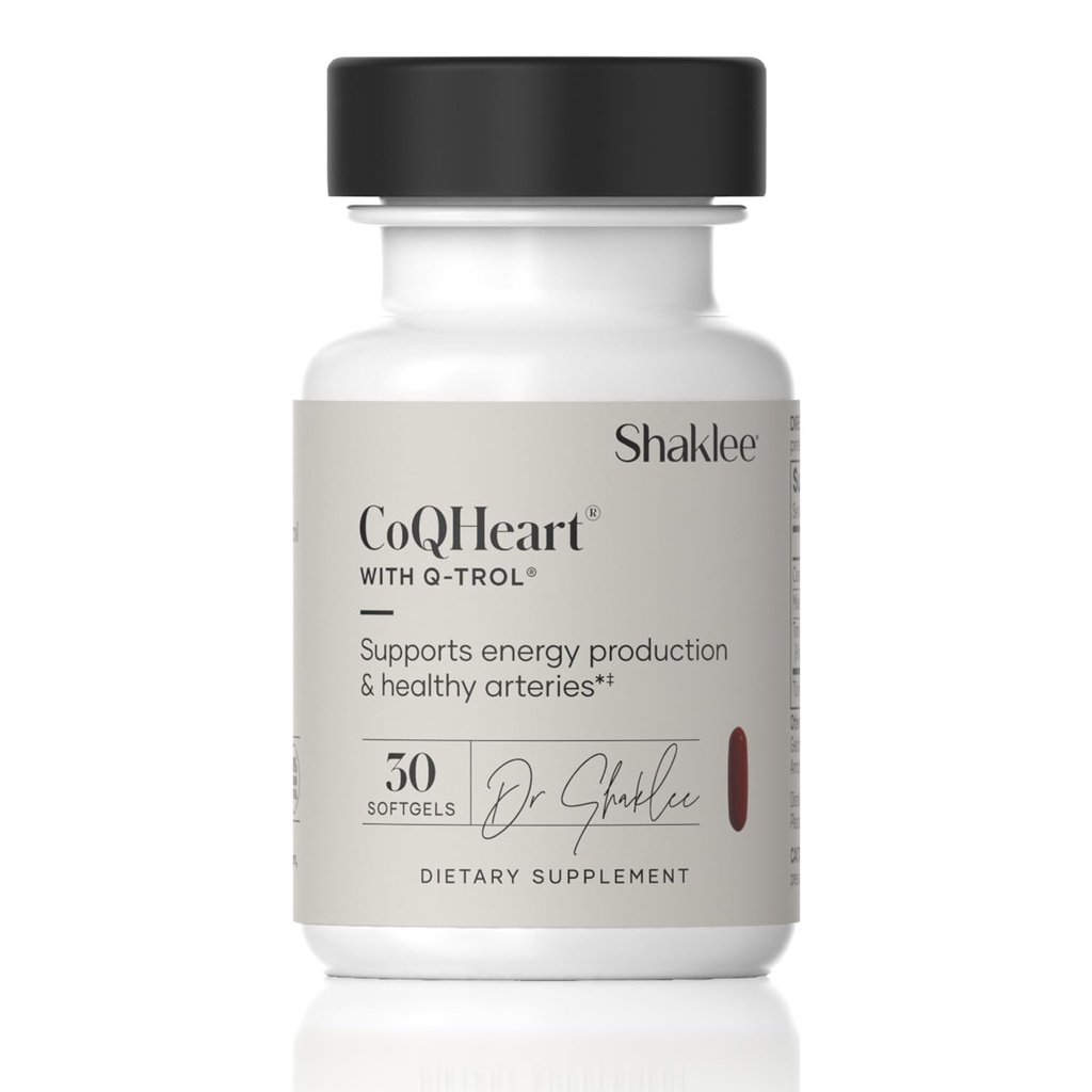 CoQHeart® con Q-Trol®- Energy Support for Heart Health - Coenzyme Q10 y Resveratrol Blend - Facilita la producción energética y la salud del vaso sanguíneo - Protege las arterias - 30 Softgels
