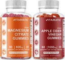 Vitamatic Magnesium &amp; Apple Cider Vinegar Gummies - 60 conteo vegano Cada