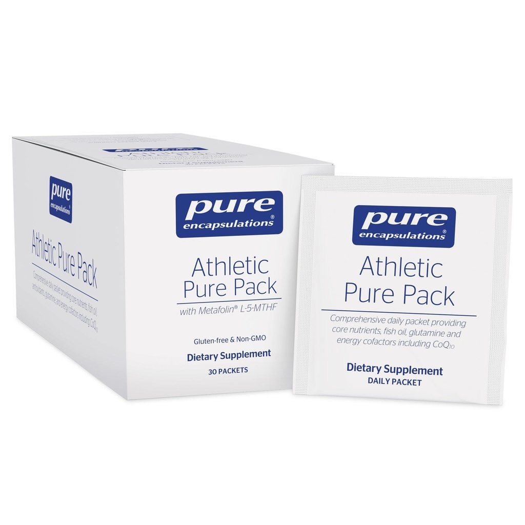 Pure Encapsulations Athletic Pure Pack TENIDO Paquete diario completo que proporciona Nutrientes básicos, aceite de pescado, antioxidantes, Glutamine y Cofactores de energía incluyendo CoQ10 y Kre-Alkalyn TEN 30 Packets