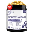 NATURE TARGET Probiotics for Dogs, 6 Billion CFUs, Freeze Dried Dog Probiotics with Prebiotics & Enzymes for Diarrhea, Gas, Vitamins &amp; Omega 3 for Skin & Immune Health, Allergy Itch Relief, 180 Count