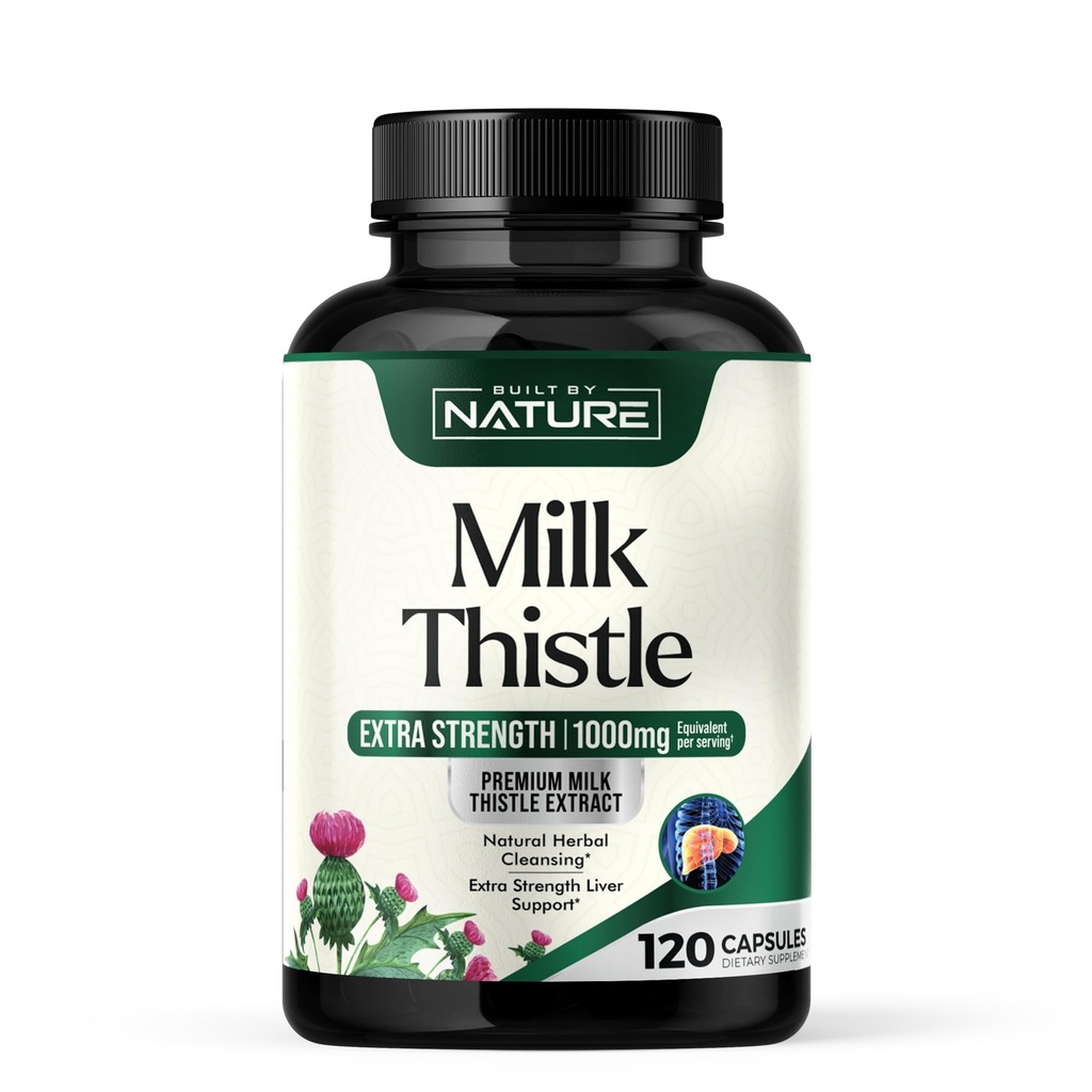 Milk Thistle 1000mg - Suplemento Liver Detox con Silymarin Extracto " Dandelion Root – Gentle Herbal Liver Cleanse for Men " Women - Liver Health Support - Non-GMO - 120 Veggie Capsules