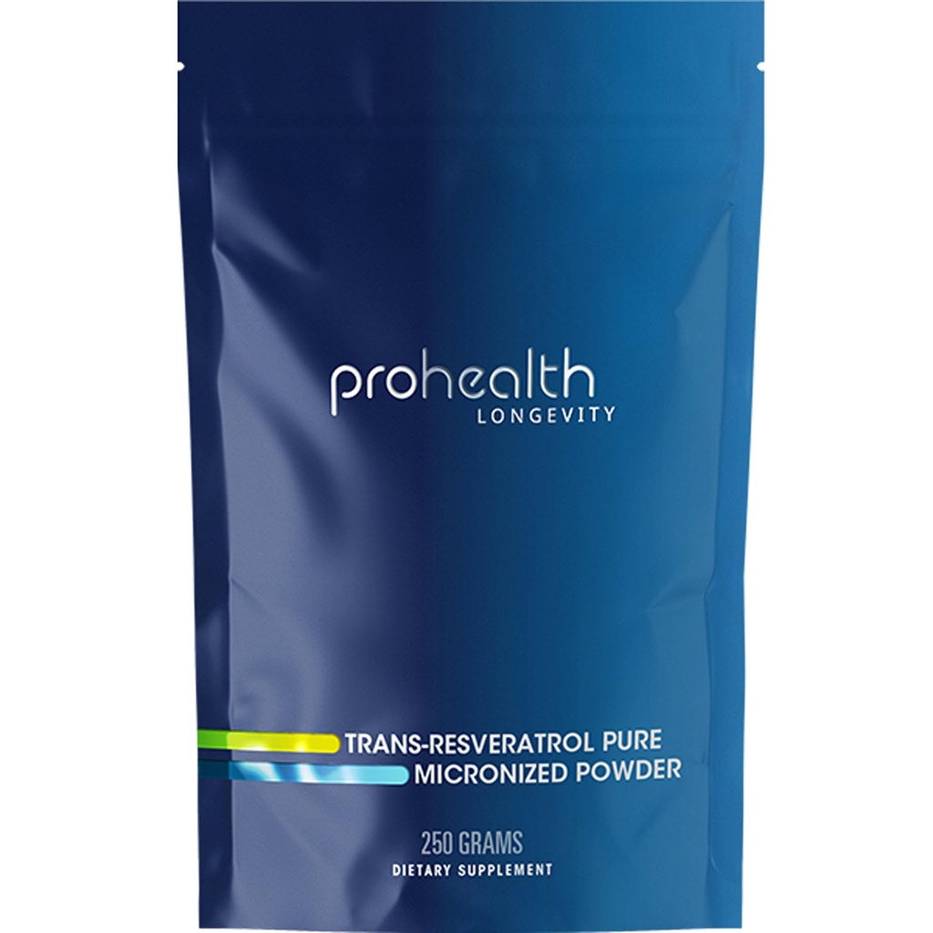 ProHealth Longevity Bulk Trans Resveratrol Powder 250 Gramos - Pure Pharmaceutical Grade, 1000 mg por Scoop, Absorción Superior y Biodisponibilidad