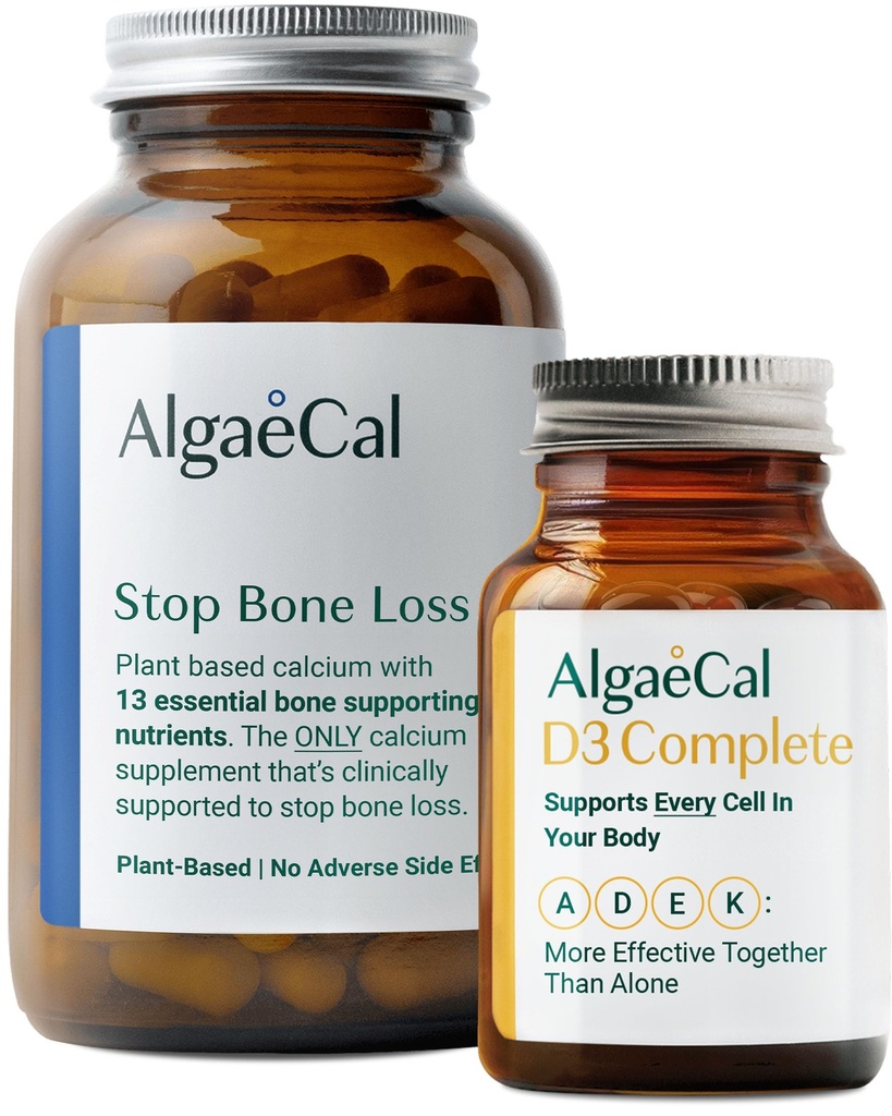 ALGAECAL Bundle - Vitamina D3 Completa (1000 UI) + K2, VIT E, VIT A Basic Plant-Based Calcium for Bone Support