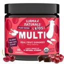 Llama Naturals Niños Gummies multivitamínicos, Vegan, Orgánica con Vitamina D, C & K, Vitaminas de Gummy de Fruto Real Toddler, Suplemento Chewable, Alimento completo Multivitamina, No Añadido caña de azúcar, cereza, 90 Ct