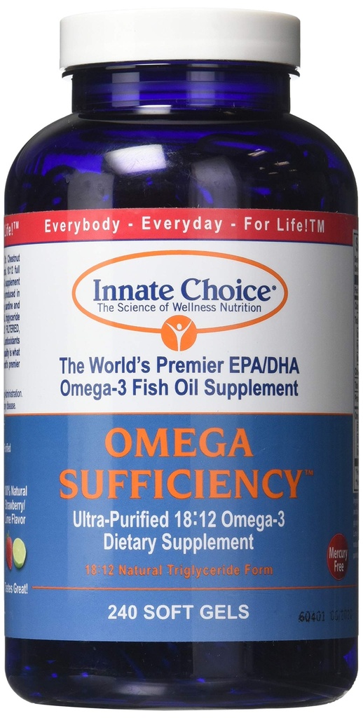 Aceite de pescado cápsulas, Omega Suficiencia por elección innato, Strawberry Lime 240 cápsulas