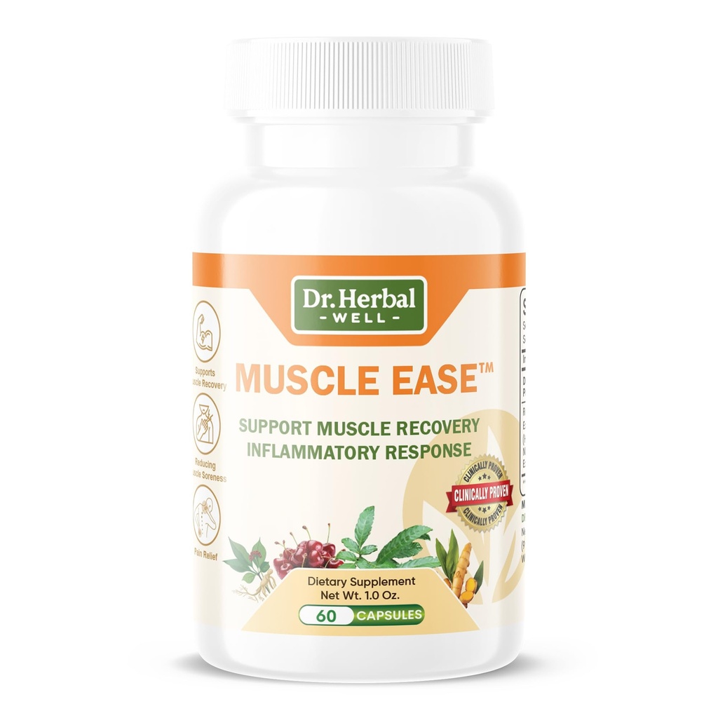 DR.HERBAL WELL Muscle Ease - Conjunto, Muscle & Nerve Soporte Acción rápida Relax Comfort Recuperación Natural Herbal Suplemento - (60 cápsulas) MAX-Strength