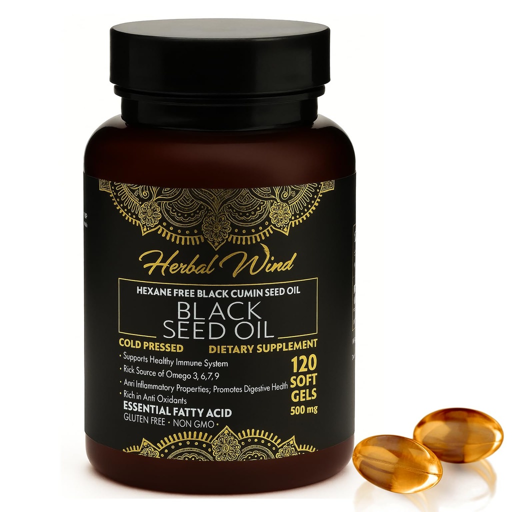 Black Seed Oil Capsules - Cold Presionado 120 Softgels 500mg, Premium Quality Nigella Sativa,100% Pure Black Cumin Seed Oil - Non-GMO (120 Conde - Pack of 1 Plastic Bottle)