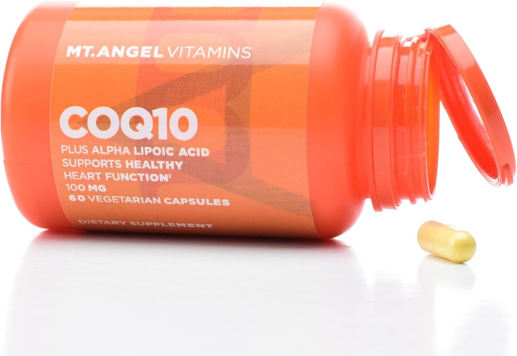 Mt. Angel Vitaminas CoQ10 100mg Plus Ácido Lipoico Alfa, Absorción Superior Suplemento Natural Forma de Coenzima Q10, con ALA, 30 cápsulas vegetarianas