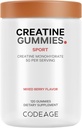Codeage Creatine Monohydrate Gummies Suplemento - 5000mg Creatine - AstraGin Panax &amp; Astralagus - Sport Gummy - Mixed Berry Flavor - Kettlebell Shape Vitaminas - Vegan - Non-GMO - 120 Gummies