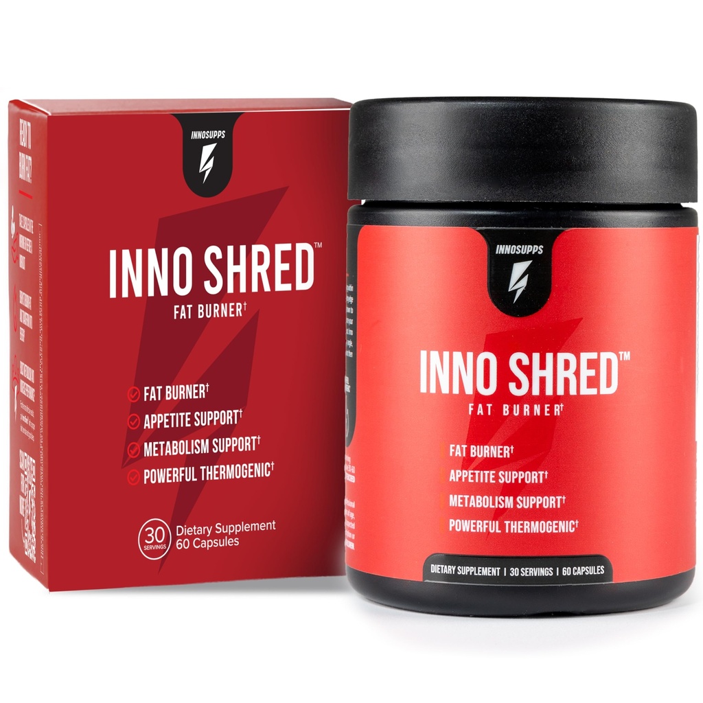 Inno Shred Thermogenic Fat Burner for Men &amp; Women - Appetite Suppressant, Energy & Metabolism Support with Capsimax, Paradoxine, Green Tea Extract - 60 Capsules, 30 Servings