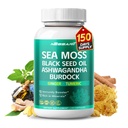 Sea Moss Supplement - 16-in-1 Natural Blend with Black Seed Oil Ashwagandha Burdock Bladderwrack Ginger Dandelion - 150 Count - Made &amp; Tested in The USA