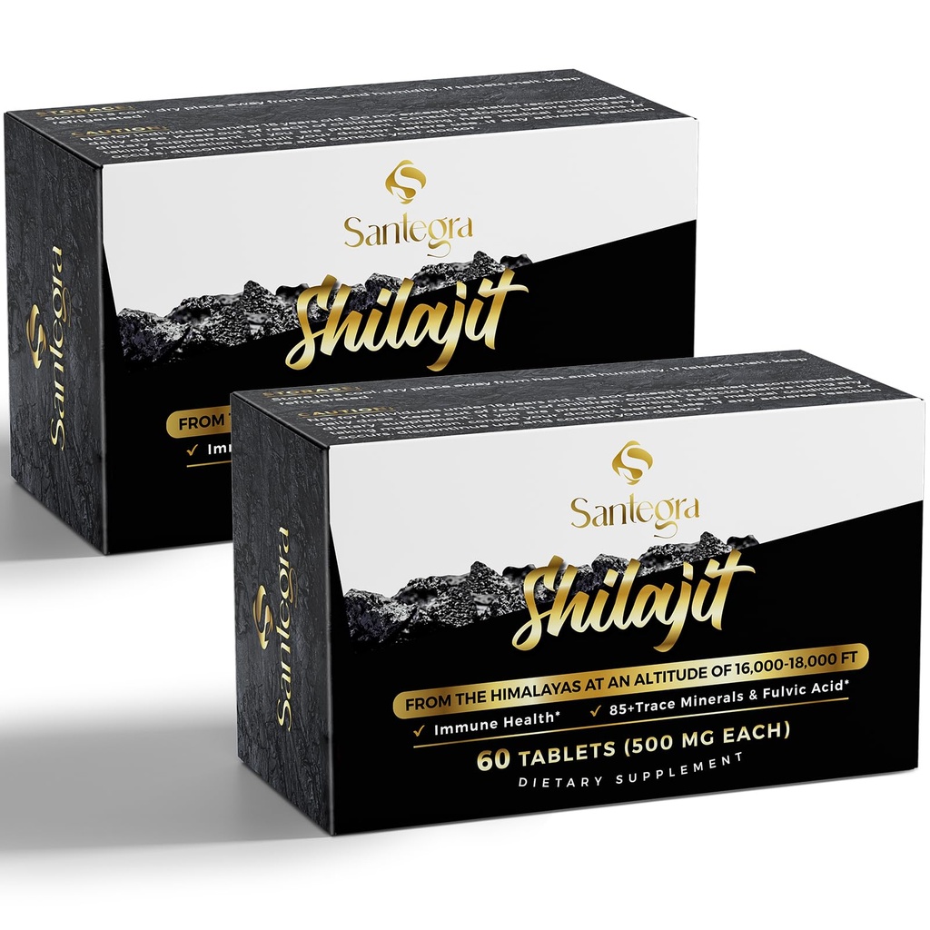 30,000 MG Shilajit Tablets, 100% Shilajit Pure Tablets for Women &amp; Men, Himalayan Organic, Fulvic Acid &amp; 85+ Trace Minerals, Resin Supplement for Energy and Immune System, 120 Counts