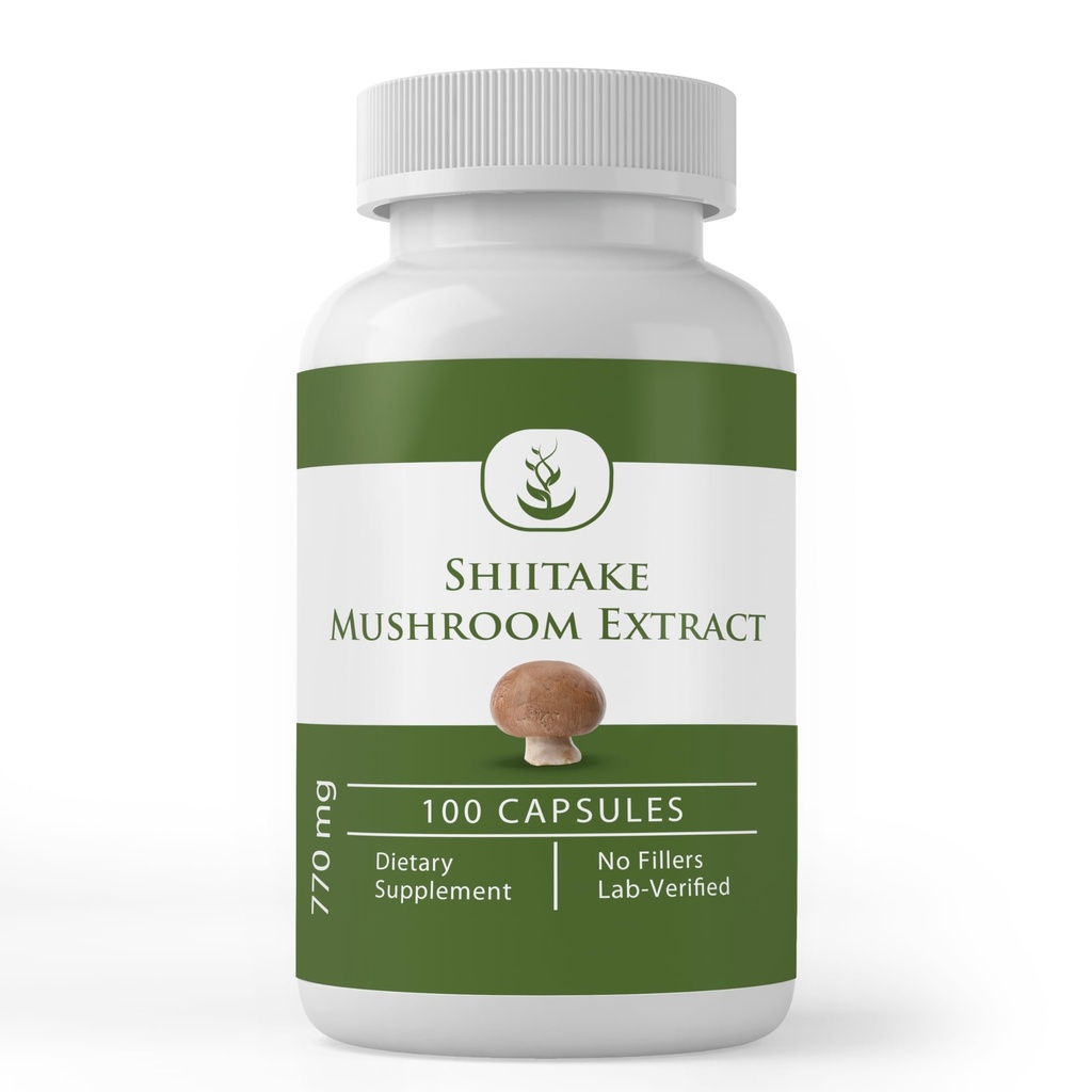 Ingredientes originales puros Shiitake Mushroom Extract (100 cápsulas) Siempre puro, sin aditivos ni artillería, Lab Verified