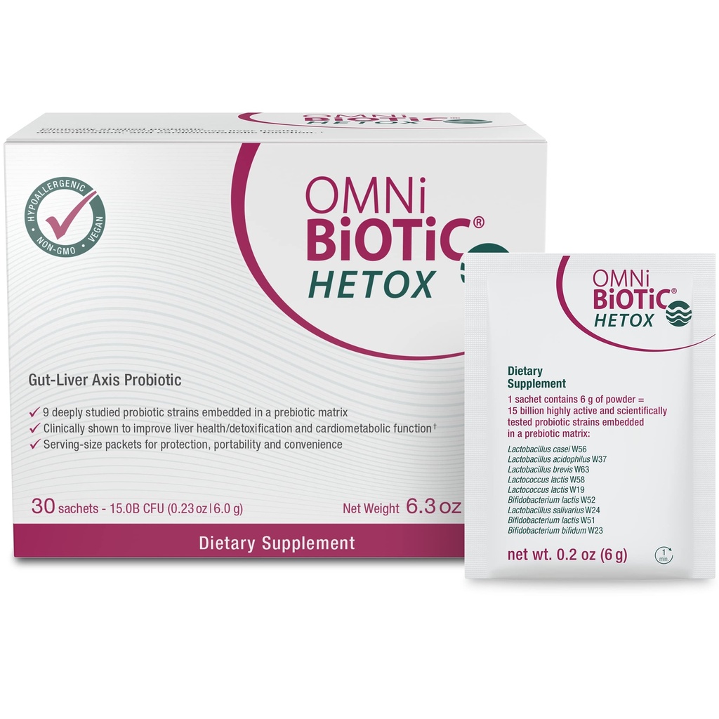 OMNi BiOTiC HETOX Probiotic Liver Detox - Bifidobacterium " Lactobacillus Probiotic Supplement - Hypoallergenic Gut-Liver Support - Non-GMO Detox Cleanse for Men and Women