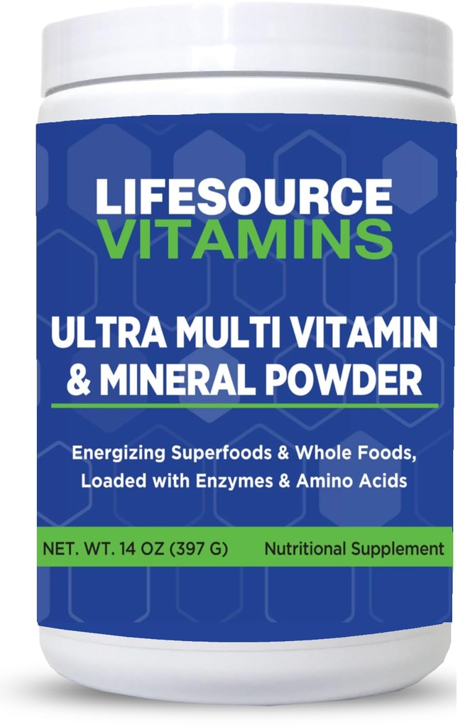LifeSource Vitamins Ultra Multi Vitamina &amp; Mineral Powder - Whole Food Based - 30 Day Supply
