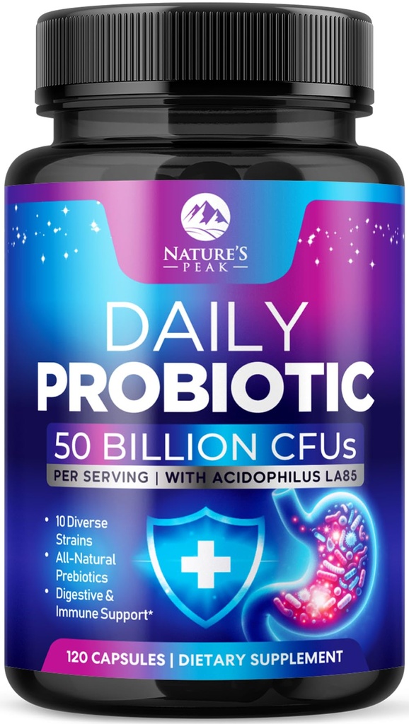 Probióticos 60 Billones CFU - 10 Estrías + Estrías Digestivas " Prebióticos - Mejor Probiótico para Mujeres " Hombres, Soporta Immune, Gut Health, Occasional Constipation, Diarrhea, Gas " Bloating - 120 cápsulas