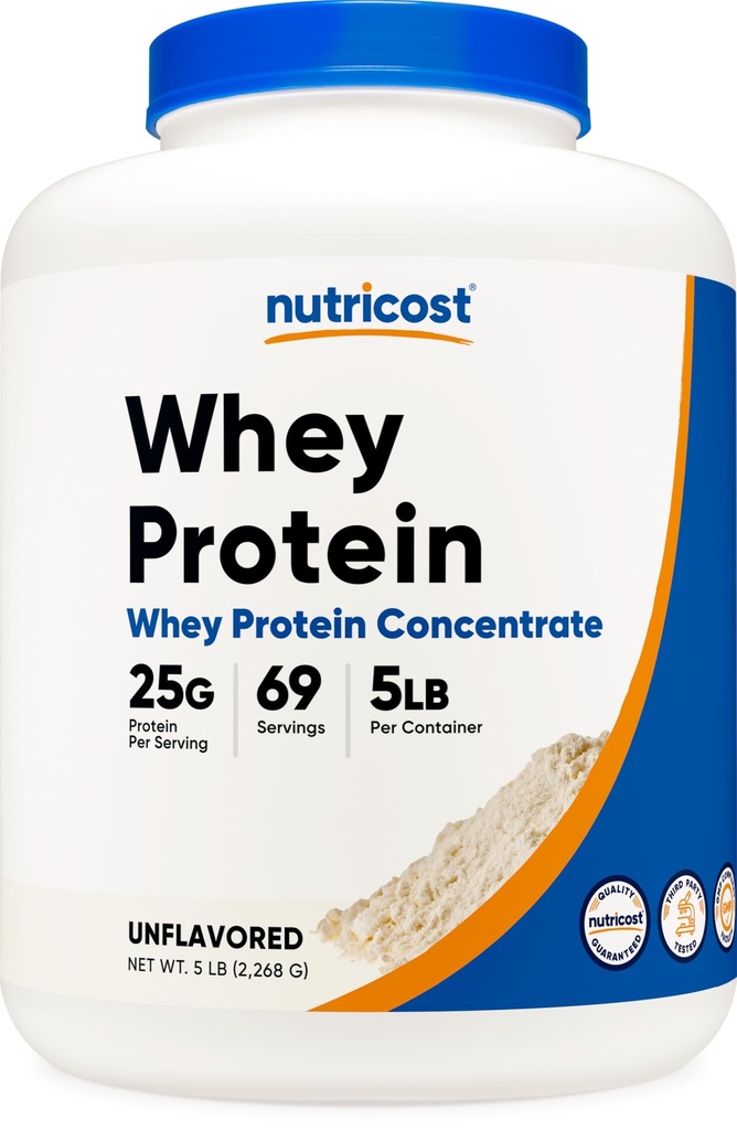 Nutricost Whey Protein Powder, Unflavored, 5 libras - de Whey Protein Concentrate