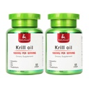 2 Botellas Antártico Krill Oil 1000 mg con Omega-3 EPA, DHA, Astaxanthin y Phospholipids 60 Softgels Suplemento No Fishy Aftertaste for Joint, Heart, Brain and Immunity - 120 Softgels