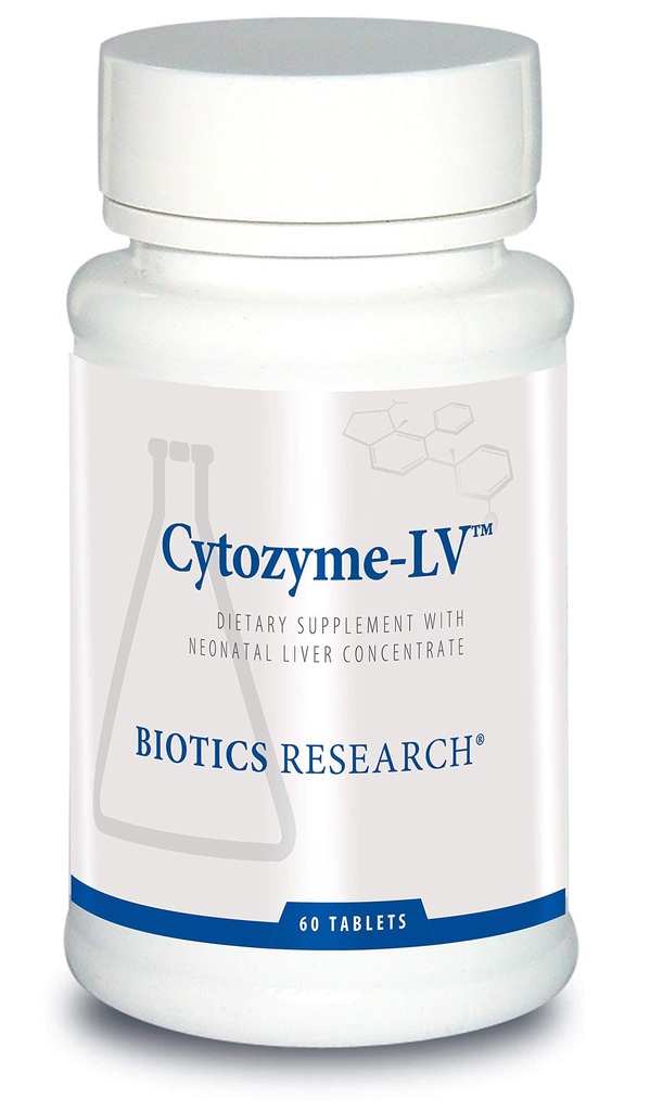Biotics Research Cytozyme LV Neonatal Liver, Supports Healthy Liver Function and Serum Albumin, Excelente Fuente de B Vitaminas e Hierro, SOD, Catalase, Potent Antioxidant 60 Tablets