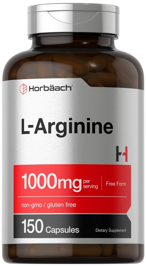 Horbäach L-Arginine 1000mg  150 Capsules ← Formulario gratuito Suplemento dietético Silencio No Gluten