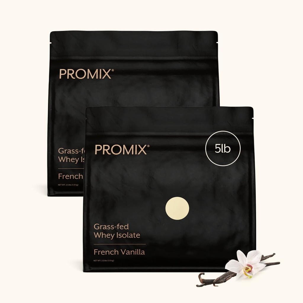 ProMix Nutrition Whey Protein Isolate Powder - Grass-Fed - Post Workout Fitness " Nutrition Shakes, Smoothies, Baking " Cooking Recipes - Gluten-Free " Keto-Friendly - Vanilla - 5 Pound (Pack of 2)