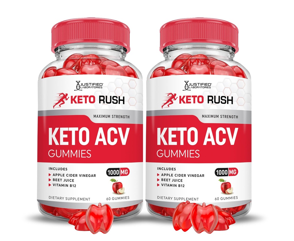 Laboratorios justificados (2 Pack Keto Rush Keto ACV Gummies Advanced Formula 1000MG Powder B12 Vegan Non GMO 120 Gummys