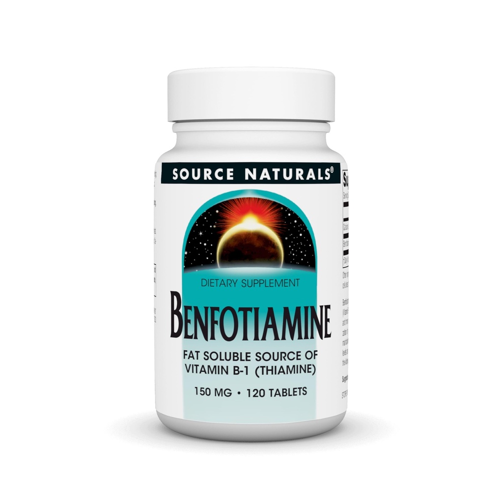 Fuente Natural Benfotiamina, Fuente Soluable Grasa de Vitamina B-1, 150 mg - 120 Tabletas